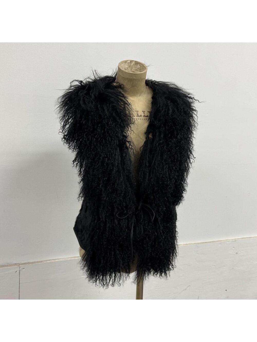 Vintage Fur Mongolian Lamb & Calfskin Leather Vest Taupe